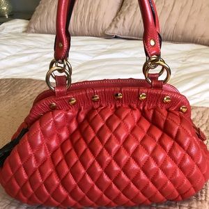 Red/orange quilted leather purse